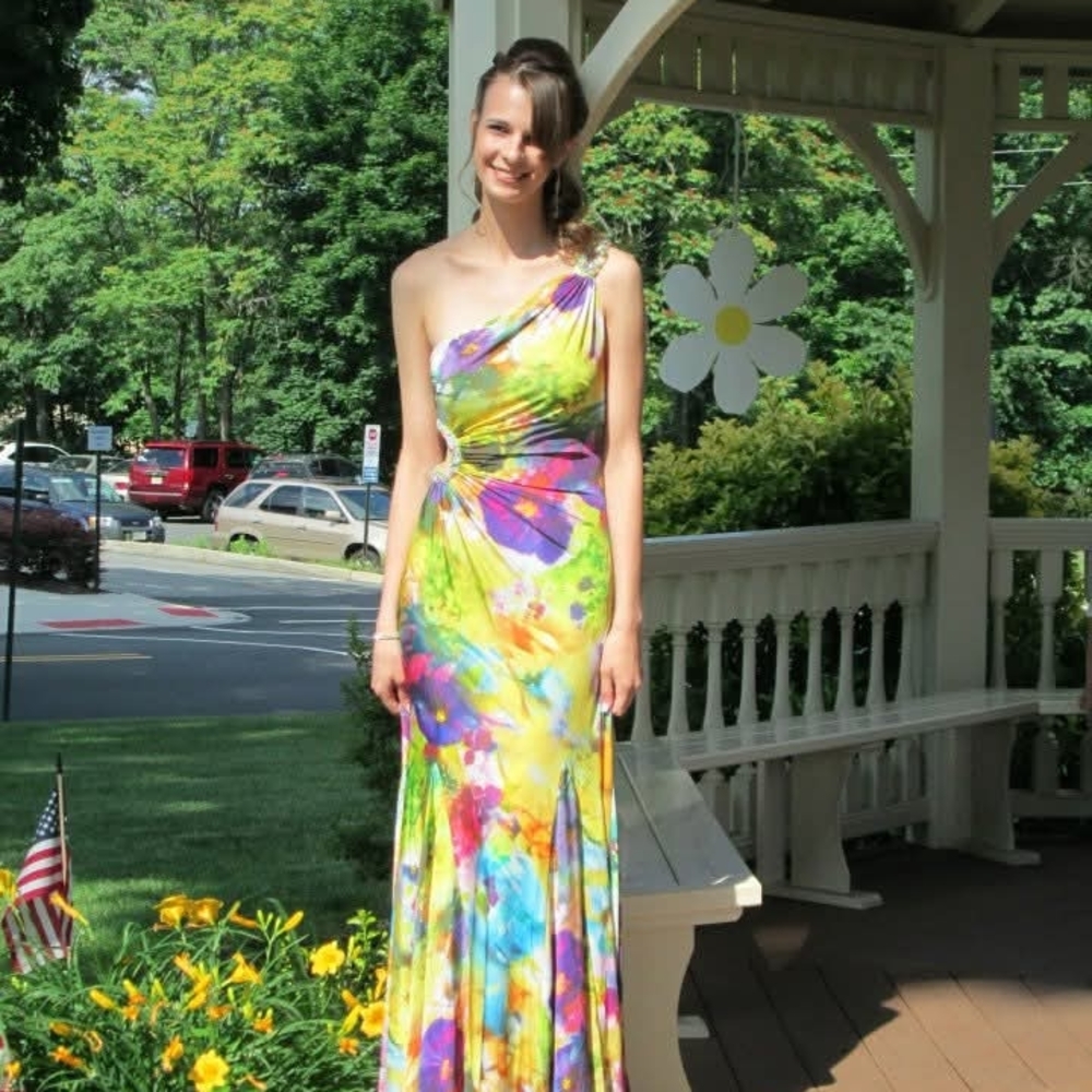 Camille La Vie Red and Yellow One-Shoulder Dress